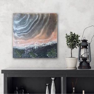 Handmade “Sunset Beach Evening” Ocean Waves Resin Art